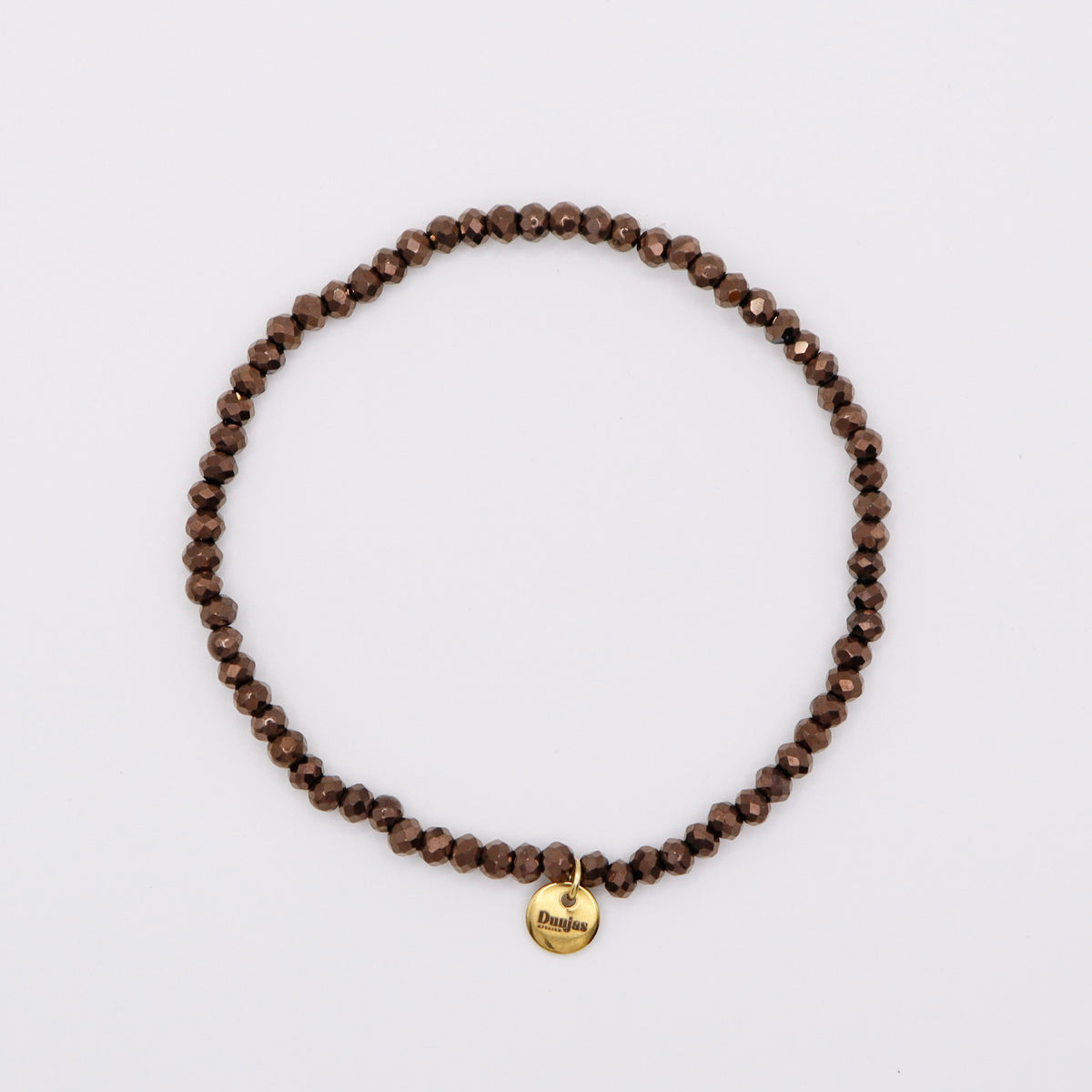 Handgefertigtes elastisches Armband mit dunkelbraunen Glasperlen, 17 cm, wasserfest – Dunjas Atelier Zürich