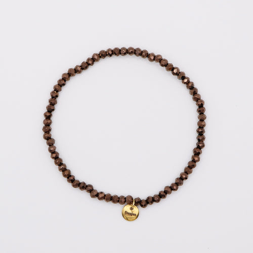 Handgefertigtes elastisches Armband mit dunkelbraunen Glasperlen, 17 cm, wasserfest – Dunjas Atelier Zürich