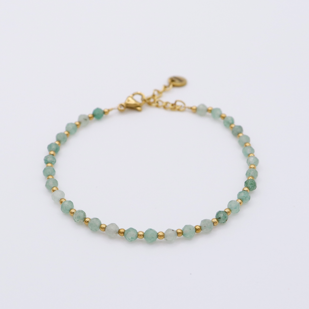 Armband Aventurin. Edelstahl wasserfest vergoldet