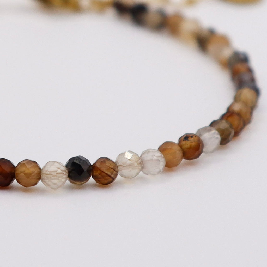 Armband braune Achat-Perlen Edelstahl handgemacht Zürich
