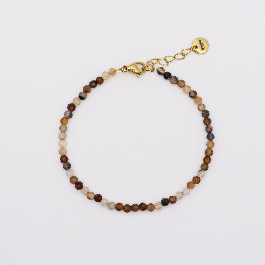 Armband braune Achat-Perlen Edelstahl handgemacht Zürich
