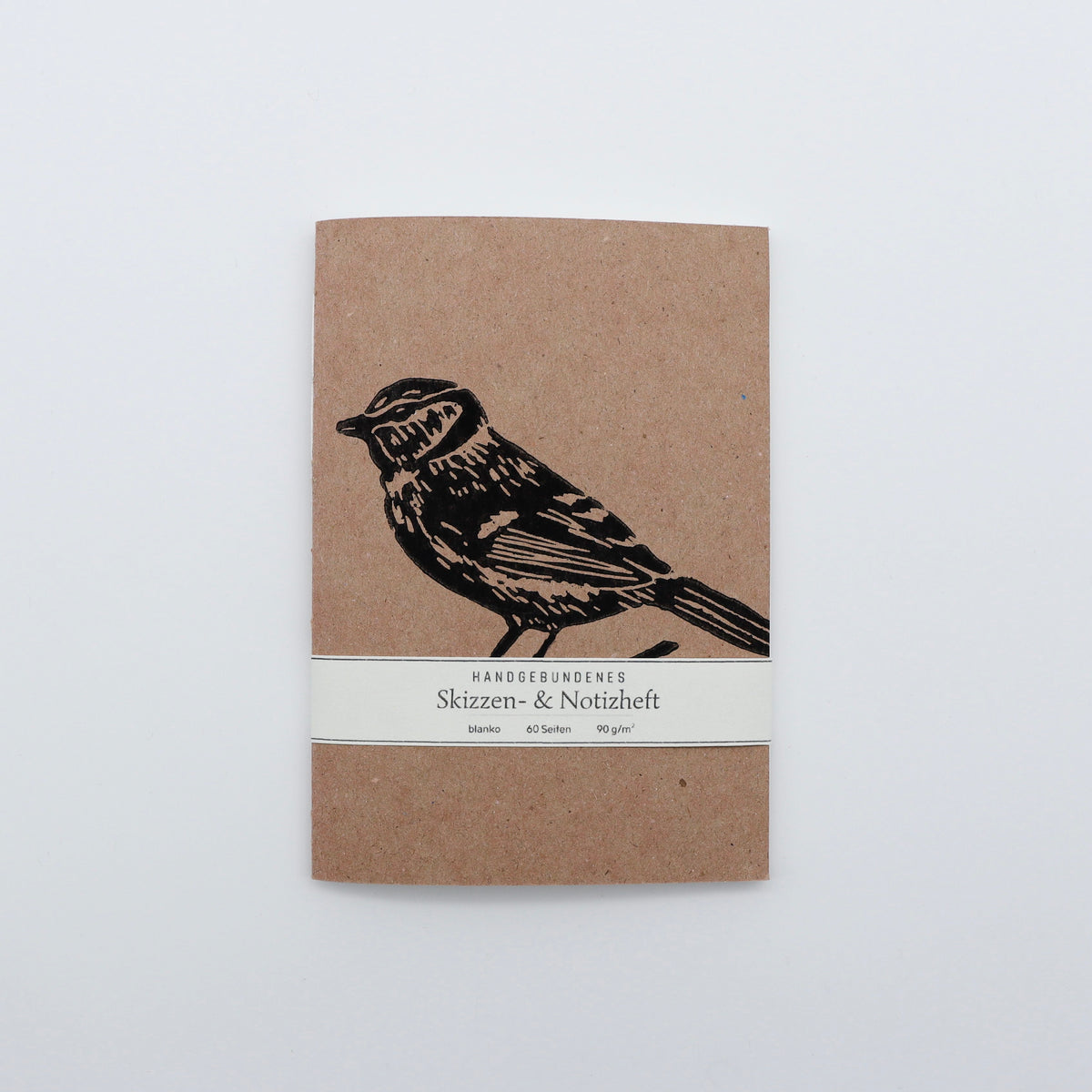 Handgebundenes Notiztheft Linoldruck Vogel